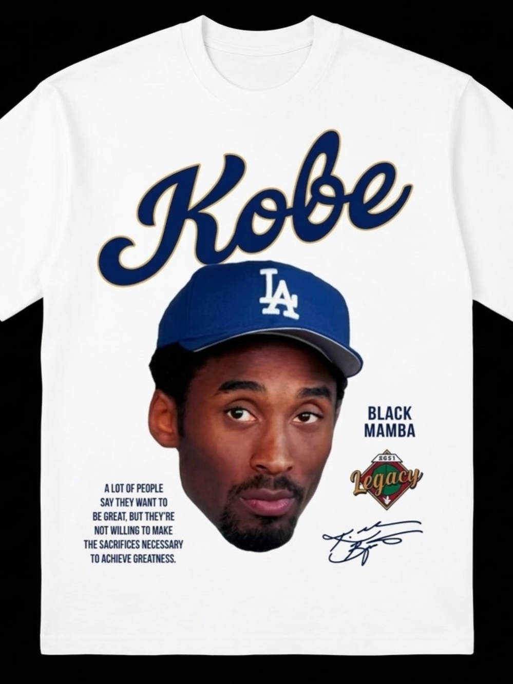 Kobe Graphic Black Mamba Dodgers Cap Tee NEW!